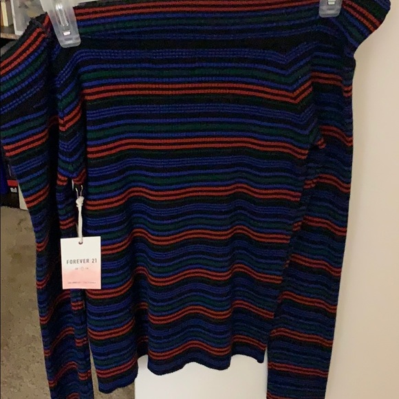 Forever 21 Sweaters - Off the shoulder striped top